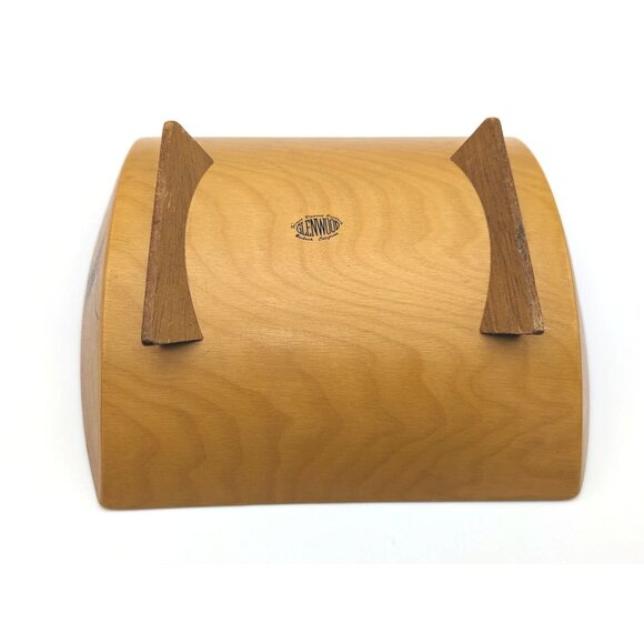 1950's Vintage Glenwood, California Wood Trenched Dish w/ Hand Painted Pinecones - Picture 7 of 10